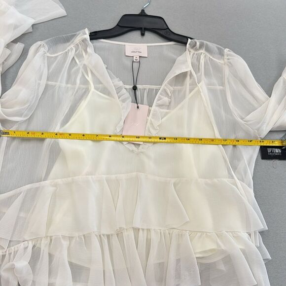 Cinq à Sept Sheer Cream Ruffle Blouse - Picture 7 of 8